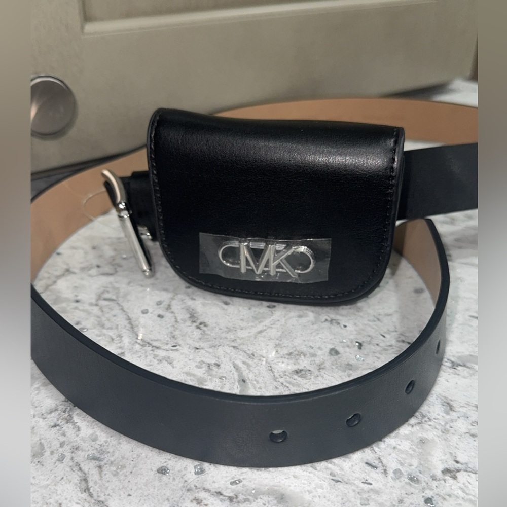 Michael Kors Black Leather Belt Pouch Fanny Pack Bag Size XL AUTHENTIC NWT